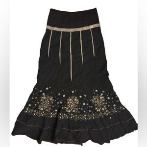 black embroidered maxi/mermaid skirt